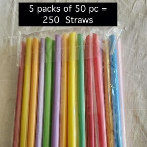 250 Large Milkshake Straws Wide Diameter Cellophane Wrapped New